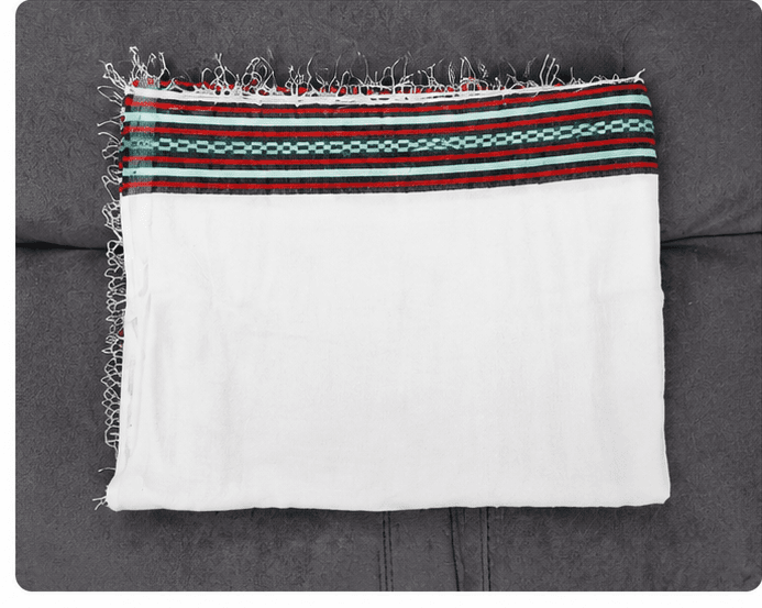 Netela – White with Red, Black & Green Striped Border